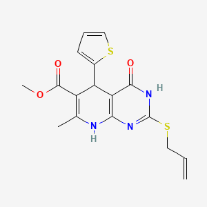 Methyl 7-methyl-4-oxo-2-(prop-2-en-1-ylsulfanyl)-5-(thiophen-2-yl)-3,4,5,8-tetrahydropyrido[2,3-d]pyrimidine-6-carboxylate