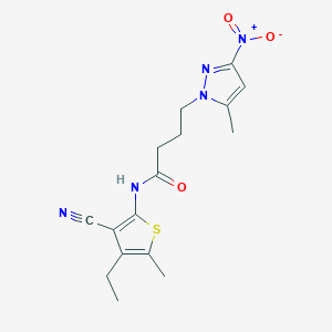 N-(3-cyano-4-ethyl-5-methylthiophen-2-yl)-4-(5-methyl-3-nitro-1H-pyrazol-1-yl)butanamide