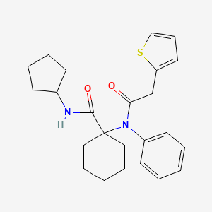 molecular formula C24H30N2O2S B11448231 N-cyclopentyl-1-[phenyl(thiophen-2-ylacetyl)amino]cyclohexanecarboxamide 