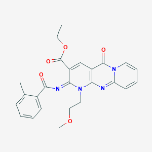 ethyl 7-(2-methoxyethyl)-6-(2-methylbenzoyl)imino-2-oxo-1,7,9-triazatricyclo[8.4.0.03,8]tetradeca-3(8),4,9,11,13-pentaene-5-carboxylate