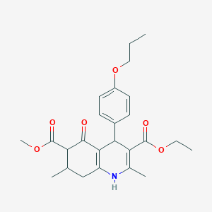 molecular formula C25H31NO6 B11448285 3-Ethyl 6-methyl 2,7-dimethyl-5-oxo-4-(4-propoxyphenyl)-1,4,5,6,7,8-hexahydroquinoline-3,6-dicarboxylate 