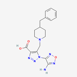 molecular formula C18H21N7O3 B11448330 1-(4-amino-1,2,5-oxadiazol-3-yl)-5-[(4-benzylpiperidin-1-yl)methyl]-1H-1,2,3-triazole-4-carboxylic acid 