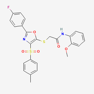 2-({2-(4-fluorophenyl)-4-[(4-methylphenyl)sulfonyl]-1,3-oxazol-5-yl}sulfanyl)-N-(2-methoxyphenyl)acetamide