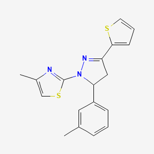 4-methyl-2-[5-(3-methylphenyl)-3-(thiophen-2-yl)-4,5-dihydro-1H-pyrazol-1-yl]-1,3-thiazole