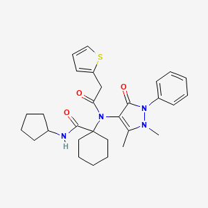 N-cyclopentyl-1-[(1,5-dimethyl-3-oxo-2-phenyl-2,3-dihydro-1H-pyrazol-4-yl)(thiophen-2-ylacetyl)amino]cyclohexanecarboxamide