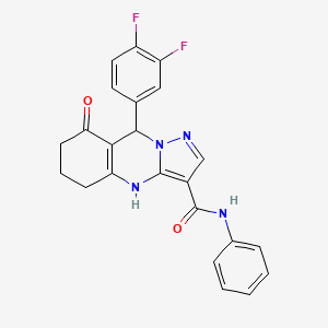 molecular formula C23H18F2N4O2 B11448345 9-(3,4-difluorophenyl)-8-oxo-N-phenyl-4,5,6,7,8,9-hexahydropyrazolo[5,1-b]quinazoline-3-carboxamide 