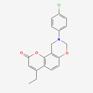 9-(4-chlorophenyl)-4-ethyl-9,10-dihydro-2H,8H-chromeno[8,7-e][1,3]oxazin-2-one