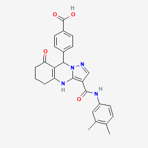 4-{3-[(3,4-Dimethylphenyl)carbamoyl]-8-oxo-4,5,6,7,8,9-hexahydropyrazolo[5,1-b]quinazolin-9-yl}benzoic acid