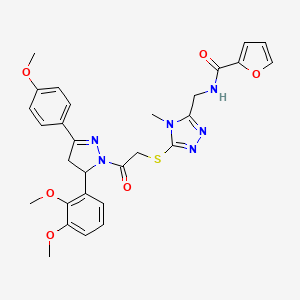 N-((5-((2-(5-(2,3-dimethoxyphenyl)-3-(4-methoxyphenyl)-4,5-dihydro-1H-pyrazol-1-yl)-2-oxoethyl)thio)-4-methyl-4H-1,2,4-triazol-3-yl)methyl)furan-2-carboxamide