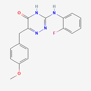 molecular formula C17H15FN4O2 B11448421 3-[(2-fluorophenyl)amino]-6-(4-methoxybenzyl)-1,2,4-triazin-5(4H)-one 