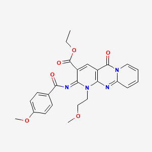 ethyl 6-(4-methoxybenzoyl)imino-7-(2-methoxyethyl)-2-oxo-1,7,9-triazatricyclo[8.4.0.03,8]tetradeca-3(8),4,9,11,13-pentaene-5-carboxylate