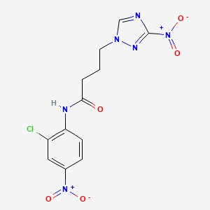 molecular formula C12H11ClN6O5 B11448490 N-(2-chloro-4-nitrophenyl)-4-(3-nitro-1H-1,2,4-triazol-1-yl)butanamide 