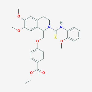 molecular formula C29H32N2O6S B11448539 Ethyl 4-({6,7-dimethoxy-2-[(2-methoxyphenyl)carbamothioyl]-1,2,3,4-tetrahydroisoquinolin-1-YL}methoxy)benzoate 