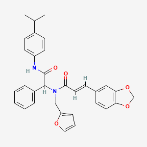 (2E)-3-(1,3-benzodioxol-5-yl)-N-(furan-2-ylmethyl)-N-(2-oxo-1-phenyl-2-{[4-(propan-2-yl)phenyl]amino}ethyl)prop-2-enamide