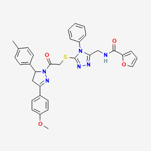 N-{[5-({2-[3-(4-Methoxyphenyl)-5-(4-methylphenyl)-4,5-dihydro-1H-pyrazol-1-YL]-2-oxoethyl}sulfanyl)-4-phenyl-4H-1,2,4-triazol-3-YL]methyl}furan-2-carboxamide