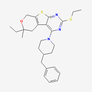 molecular formula C26H33N3OS2 B11448556 3-(4-benzylpiperidin-1-yl)-12-ethyl-5-ethylsulfanyl-12-methyl-11-oxa-8-thia-4,6-diazatricyclo[7.4.0.02,7]trideca-1(9),2,4,6-tetraene 