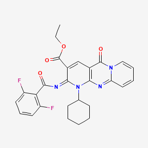 ethyl 7-cyclohexyl-6-(2,6-difluorobenzoyl)imino-2-oxo-1,7,9-triazatricyclo[8.4.0.03,8]tetradeca-3(8),4,9,11,13-pentaene-5-carboxylate