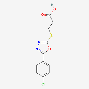 molecular formula C11H9ClN2O3S B11448560 3-{[5-(4-Chlorophenyl)-1,3,4-oxadiazol-2-yl]sulfanyl}propanoic acid 