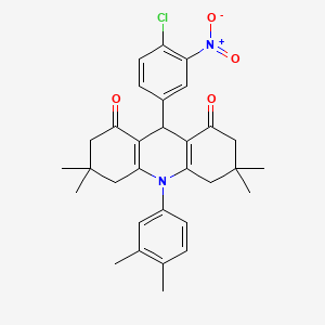 molecular formula C31H33ClN2O4 B11448641 9-(4-chloro-3-nitrophenyl)-10-(3,4-dimethylphenyl)-3,3,6,6-tetramethyl-3,4,6,7,9,10-hexahydroacridine-1,8(2H,5H)-dione 