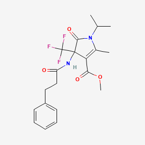 methyl 2-methyl-5-oxo-4-[(3-phenylpropanoyl)amino]-1-(propan-2-yl)-4-(trifluoromethyl)-4,5-dihydro-1H-pyrrole-3-carboxylate