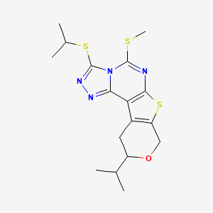 7-methylsulfanyl-14-propan-2-yl-5-propan-2-ylsulfanyl-13-oxa-10-thia-3,4,6,8-tetrazatetracyclo[7.7.0.02,6.011,16]hexadeca-1(9),2,4,7,11(16)-pentaene