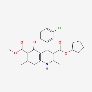 3-Cyclopentyl 6-methyl 4-(3-chlorophenyl)-2,7-dimethyl-5-oxo-1,4,5,6,7,8-hexahydroquinoline-3,6-dicarboxylate