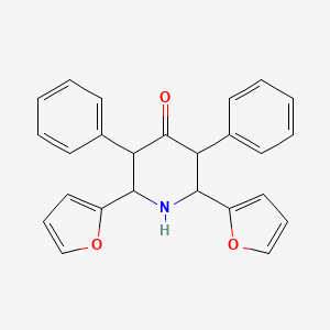 molecular formula C25H21NO3 B11448719 2,6-Bis(furan-2-yl)-3,5-diphenylpiperidin-4-one 