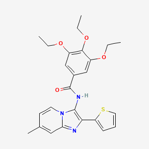 3,4,5-Triethoxy-N-[7-methyl-2-(thiophen-2-YL)imidazo[1,2-A]pyridin-3-YL]benzamide