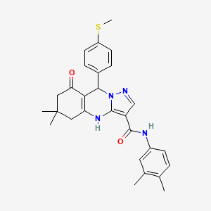 N-(3,4-dimethylphenyl)-6,6-dimethyl-9-[4-(methylsulfanyl)phenyl]-8-oxo-4,5,6,7,8,9-hexahydropyrazolo[5,1-b]quinazoline-3-carboxamide