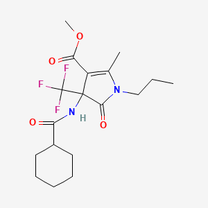 molecular formula C18H25F3N2O4 B11448756 methyl 4-[(cyclohexylcarbonyl)amino]-2-methyl-5-oxo-1-propyl-4-(trifluoromethyl)-4,5-dihydro-1H-pyrrole-3-carboxylate 