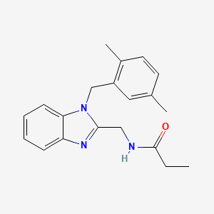 molecular formula C20H23N3O B11448782 N-{[1-(2,5-dimethylbenzyl)-1H-benzimidazol-2-yl]methyl}propanamide 