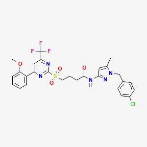 N-[1-(4-chlorobenzyl)-5-methyl-1H-pyrazol-3-yl]-4-{[4-(2-methoxyphenyl)-6-(trifluoromethyl)pyrimidin-2-yl]sulfonyl}butanamide