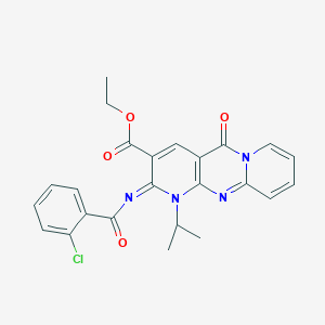 molecular formula C24H21ClN4O4 B11448803 ethyl 6-(2-chlorobenzoyl)imino-2-oxo-7-propan-2-yl-1,7,9-triazatricyclo[8.4.0.03,8]tetradeca-3(8),4,9,11,13-pentaene-5-carboxylate 