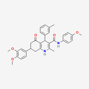 7-(3,4-dimethoxyphenyl)-N-(4-methoxyphenyl)-2-methyl-4-(3-methylphenyl)-5-oxo-1,4,5,6,7,8-hexahydroquinoline-3-carboxamide