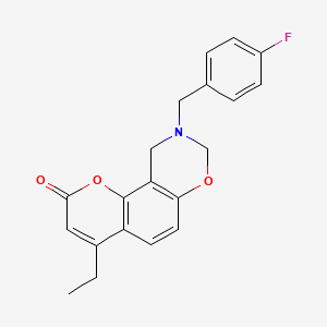 4-ethyl-9-(4-fluorobenzyl)-9,10-dihydro-2H,8H-chromeno[8,7-e][1,3]oxazin-2-one