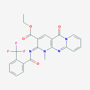 ethyl 7-methyl-2-oxo-6-[2-(trifluoromethyl)benzoyl]imino-1,7,9-triazatricyclo[8.4.0.03,8]tetradeca-3(8),4,9,11,13-pentaene-5-carboxylate