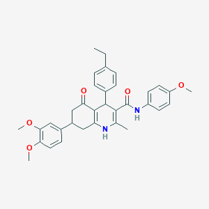 molecular formula C34H36N2O5 B11448954 7-(3,4-dimethoxyphenyl)-4-(4-ethylphenyl)-N-(4-methoxyphenyl)-2-methyl-5-oxo-1,4,5,6,7,8-hexahydroquinoline-3-carboxamide 