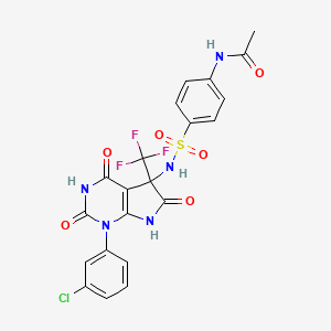 molecular formula C21H15ClF3N5O6S B11448957 N-(4-{[1-(3-chlorophenyl)-2,4,6-trioxo-5-(trifluoromethyl)-2,3,4,5,6,7-hexahydro-1H-pyrrolo[2,3-d]pyrimidin-5-yl]sulfamoyl}phenyl)acetamide 