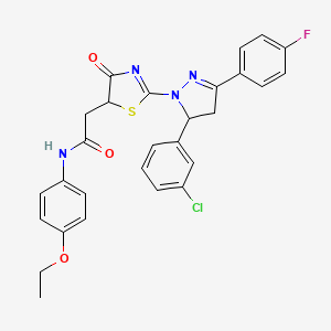 2-{2-[5-(3-chlorophenyl)-3-(4-fluorophenyl)-4,5-dihydro-1H-pyrazol-1-yl]-4-oxo-4,5-dihydro-1,3-thiazol-5-yl}-N-(4-ethoxyphenyl)acetamide