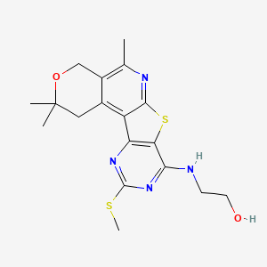 2-[(4,4,8-trimethyl-15-methylsulfanyl-5-oxa-11-thia-9,14,16-triazatetracyclo[8.7.0.02,7.012,17]heptadeca-1,7,9,12(17),13,15-hexaen-13-yl)amino]ethanol