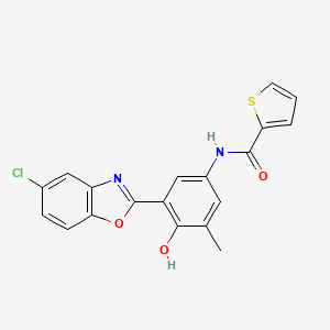 molecular formula C19H13ClN2O3S B11448996 N-[3-(5-chloro-1,3-benzoxazol-2-yl)-4-hydroxy-5-methylphenyl]thiophene-2-carboxamide 