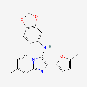 molecular formula C20H17N3O3 B11449066 N-(1,3-benzodioxol-5-yl)-7-methyl-2-(5-methylfuran-2-yl)imidazo[1,2-a]pyridin-3-amine 