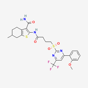 2-[(4-{[4-(2-Methoxyphenyl)-6-(trifluoromethyl)pyrimidin-2-yl]sulfonyl}butanoyl)amino]-6-methyl-4,5,6,7-tetrahydro-1-benzothiophene-3-carboxamide