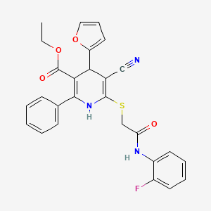 Ethyl 5-cyano-6-({2-[(2-fluorophenyl)amino]-2-oxoethyl}sulfanyl)-4-(furan-2-yl)-2-phenyl-1,4-dihydropyridine-3-carboxylate