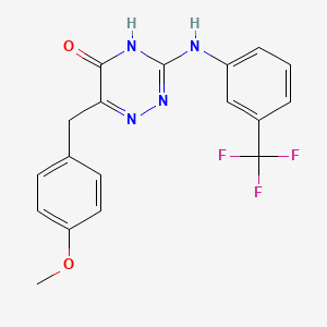 molecular formula C18H15F3N4O2 B11449128 6-(4-methoxybenzyl)-3-{[3-(trifluoromethyl)phenyl]amino}-1,2,4-triazin-5(4H)-one 