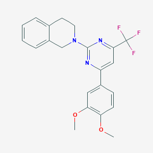 molecular formula C22H20F3N3O2 B11449134 2-[4-(3,4-Dimethoxyphenyl)-6-(trifluoromethyl)pyrimidin-2-yl]-1,2,3,4-tetrahydroisoquinoline 