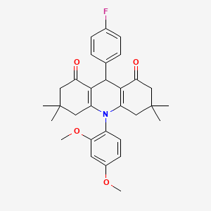 molecular formula C31H34FNO4 B11449167 10-(2,4-dimethoxyphenyl)-9-(4-fluorophenyl)-3,3,6,6-tetramethyl-3,4,6,7,9,10-hexahydroacridine-1,8(2H,5H)-dione 