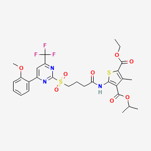 2-Ethyl 4-propan-2-yl 5-[(4-{[4-(2-methoxyphenyl)-6-(trifluoromethyl)pyrimidin-2-yl]sulfonyl}butanoyl)amino]-3-methylthiophene-2,4-dicarboxylate