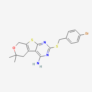 5-[(4-bromophenyl)methylsulfanyl]-12,12-dimethyl-11-oxa-8-thia-4,6-diazatricyclo[7.4.0.02,7]trideca-1(9),2,4,6-tetraen-3-amine