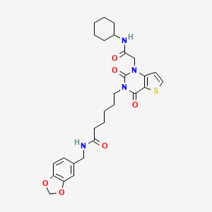 N-[(2H-1,3-benzodioxol-5-yl)methyl]-6-{1-[(cyclohexylcarbamoyl)methyl]-2,4-dioxo-1H,2H,3H,4H-thieno[3,2-d]pyrimidin-3-yl}hexanamide